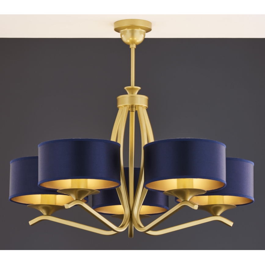 Jupiter 2114 - Lustre de haste KASZMIR 5xE27/15W/230V azul/dourado