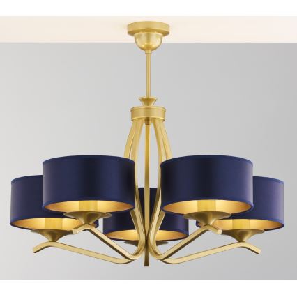 Jupiter 2114 - Lustre de haste KASZMIR 5xE27/15W/230V azul/dourado