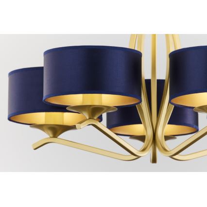 Jupiter 2114 - Lustre de haste KASZMIR 5xE27/15W/230V azul/dourado