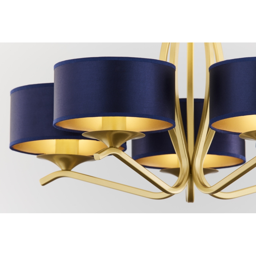 Jupiter 2114 - Lustre de haste KASZMIR 5xE27/15W/230V azul/dourado