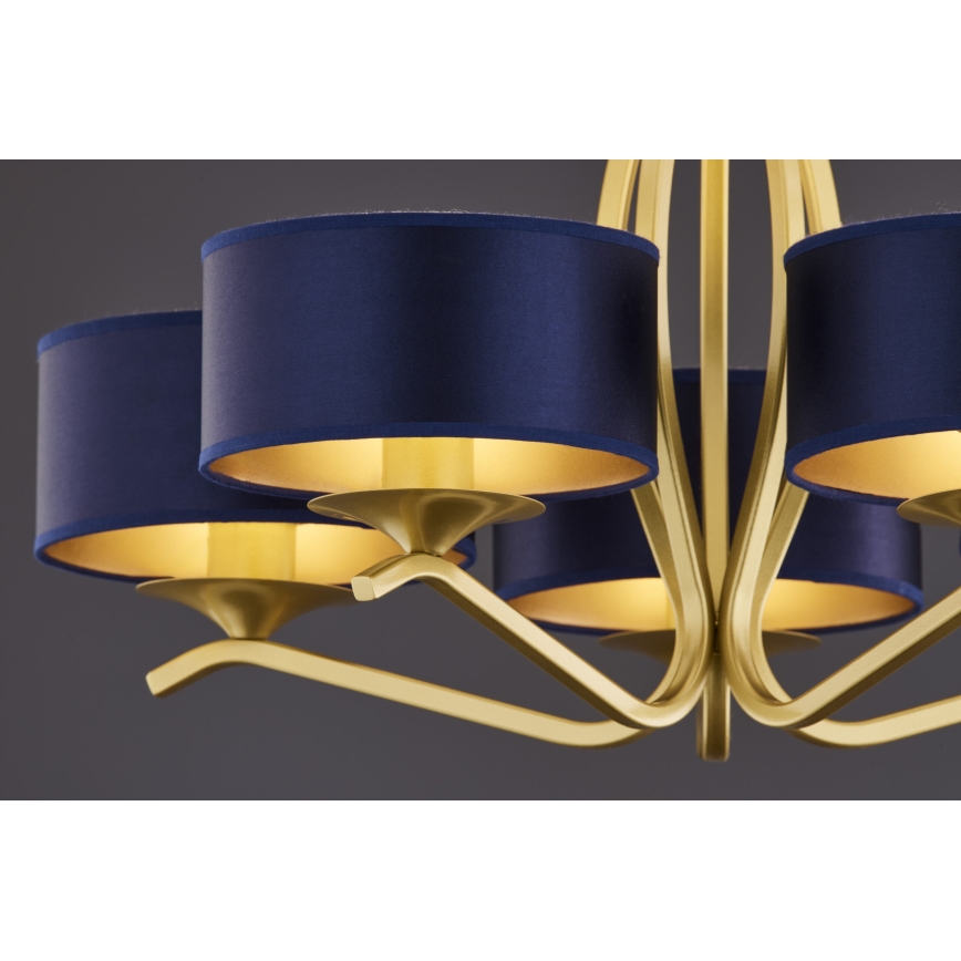 Jupiter 2114 - Lustre de haste KASZMIR 5xE27/15W/230V azul/dourado