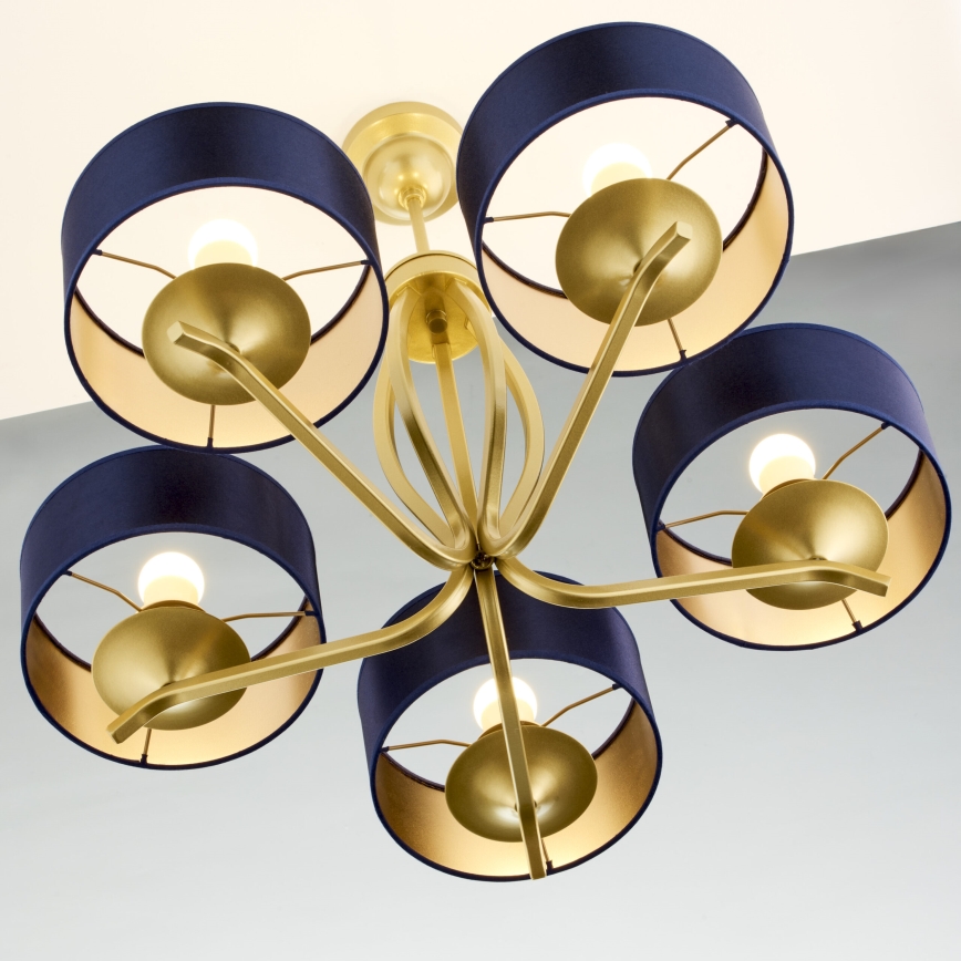 Jupiter 2114 - Lustre de haste KASZMIR 5xE27/15W/230V azul/dourado