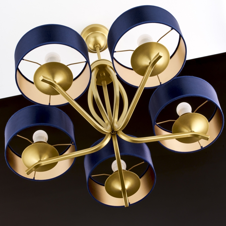 Jupiter 2114 - Lustre de haste KASZMIR 5xE27/15W/230V azul/dourado