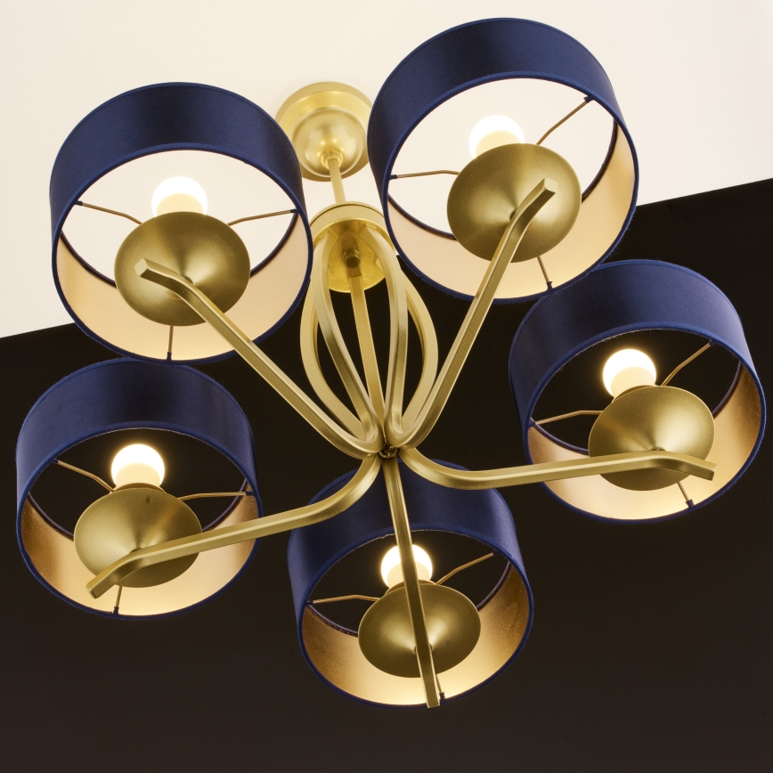 Jupiter 2114 - Lustre de haste KASZMIR 5xE27/15W/230V azul/dourado