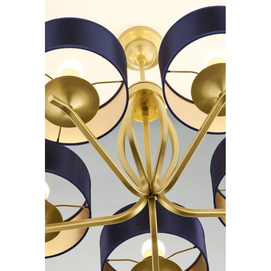 Jupiter 2114 - Lustre de haste KASZMIR 5xE27/15W/230V azul/dourado