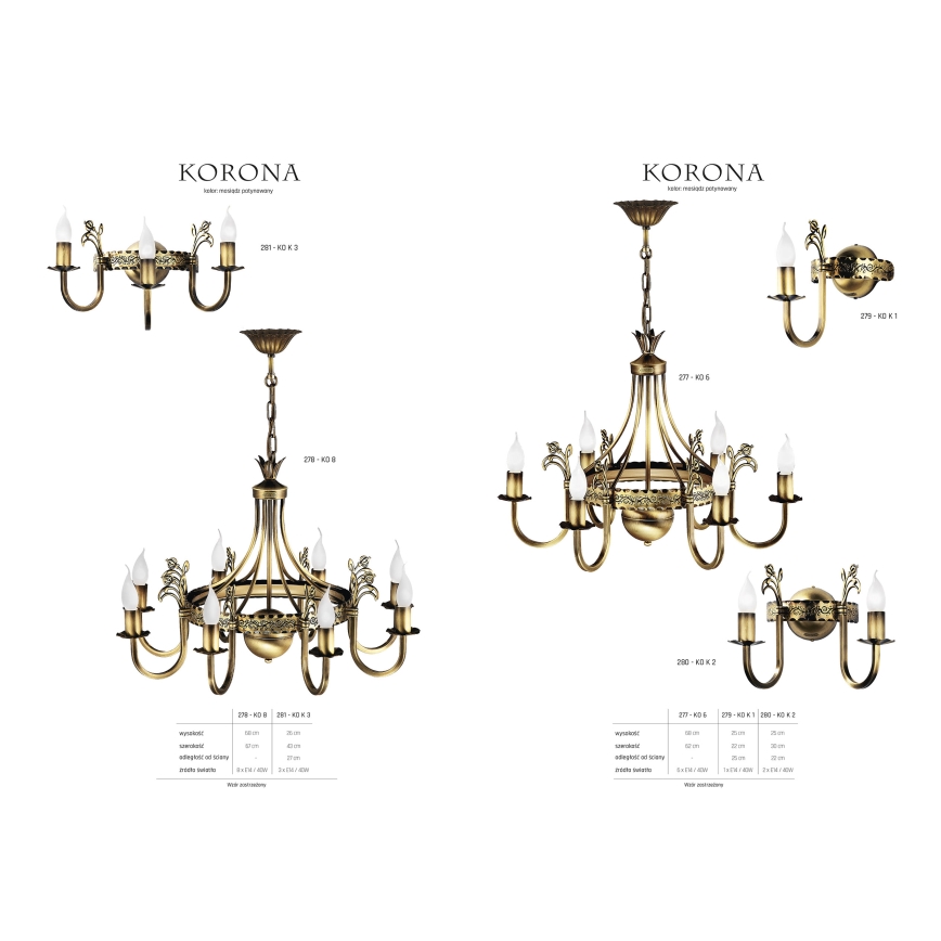 Jupiter 280 - KO K 2 - Luz de parede KORONA 2xE14/40W/230V