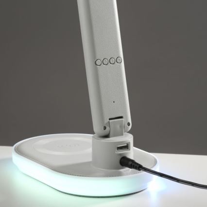 JUST LIGHT. 11018-16 - Candeeiro de mesa tátil LED RGBW dimerizável com carregamento sem fios TINA LED/4W/230V branco