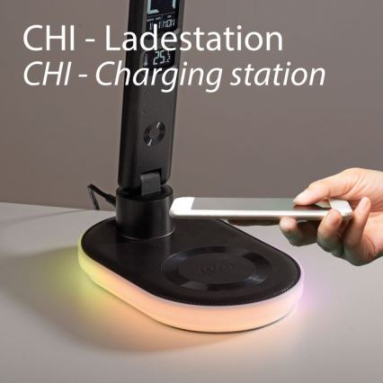 JUST LIGHT. 11018-18 - LED RGBW Lâmpada de mesa táctil regulável com carregamento sem fios integrado TINA LED/4W/230V preta