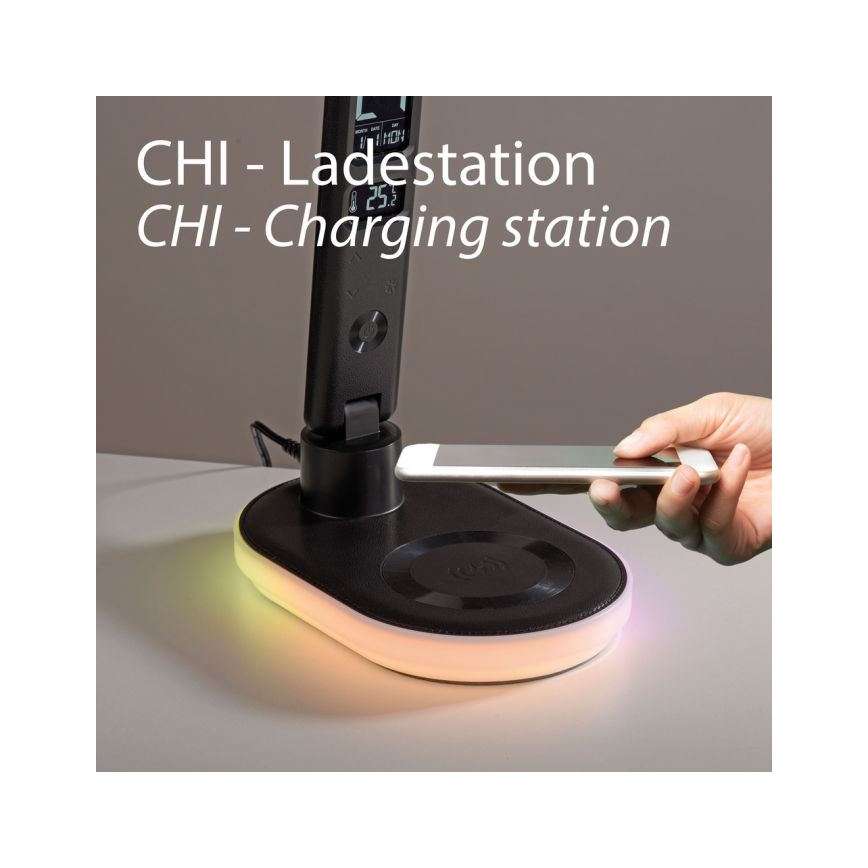 JUST LIGHT. 11018-18 - LED RGBW Lâmpada de mesa táctil regulável com carregamento sem fios integrado TINA LED/4W/230V preta