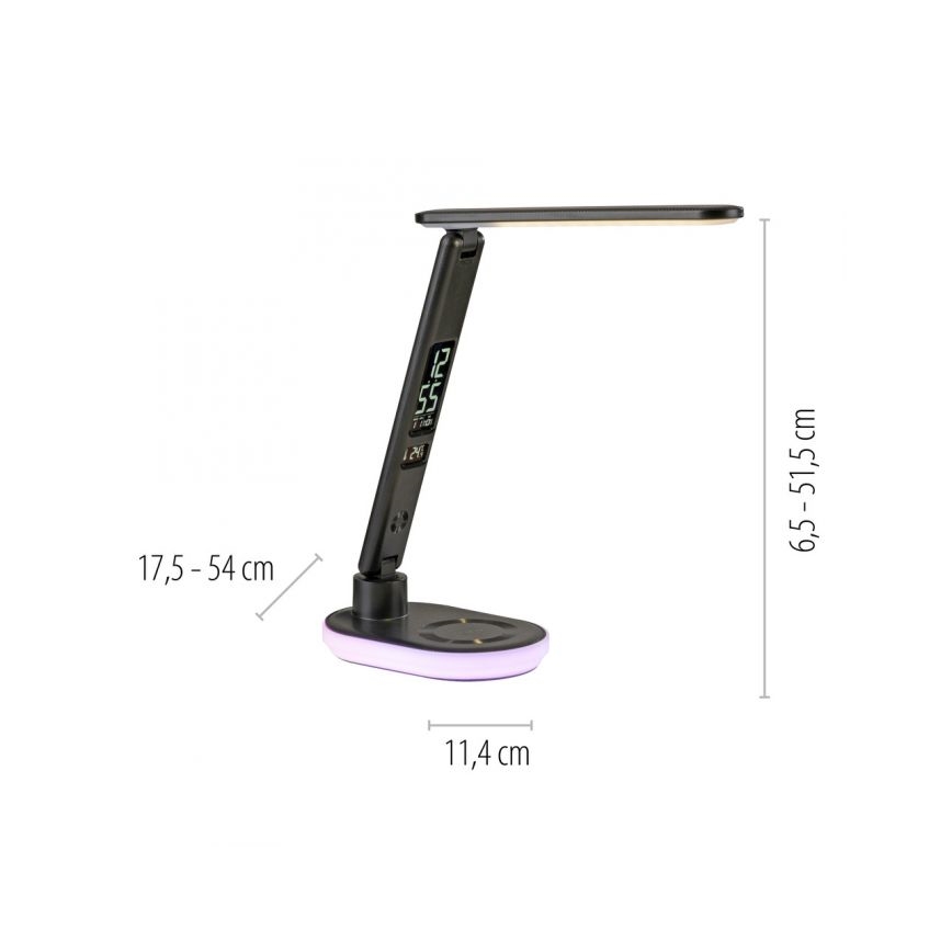 JUST LIGHT. 11018-18 - LED RGBW Lâmpada de mesa táctil regulável com carregamento sem fios integrado TINA LED/4W/230V preta
