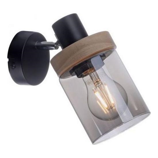 JUST LIGHT. 11311-18 - Foco de parede PASQUAL 1xE27/40W/230V preto/árvore da borracha