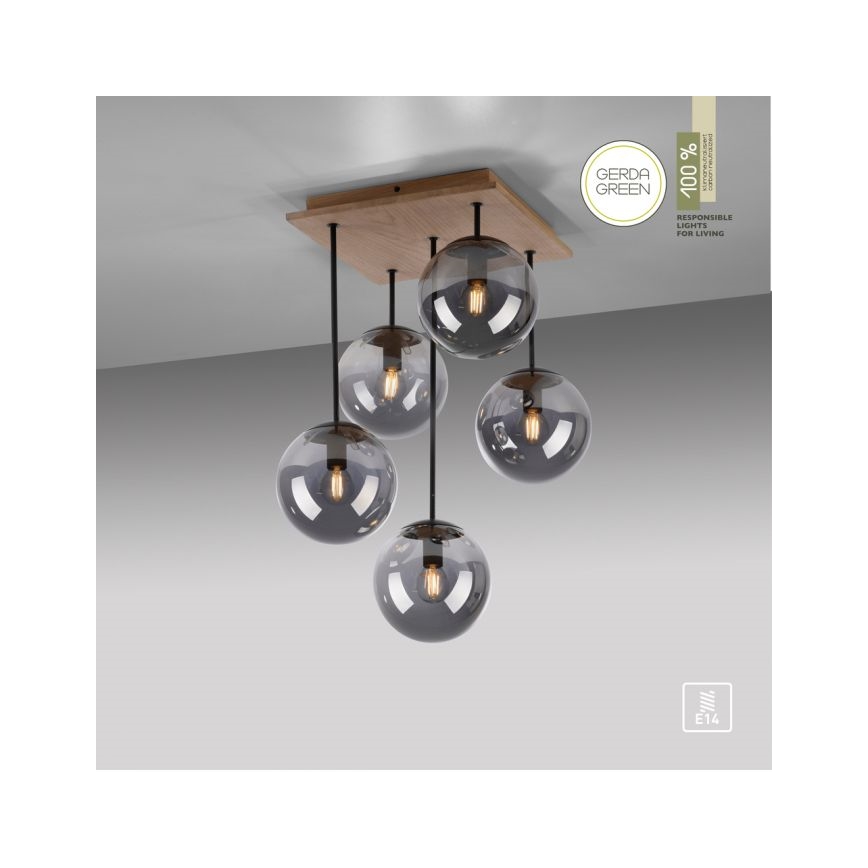 JUST LIGHT. 11395-79 - Candeeiro suspenso WIDOW 5xE14/25W/230V carvalho