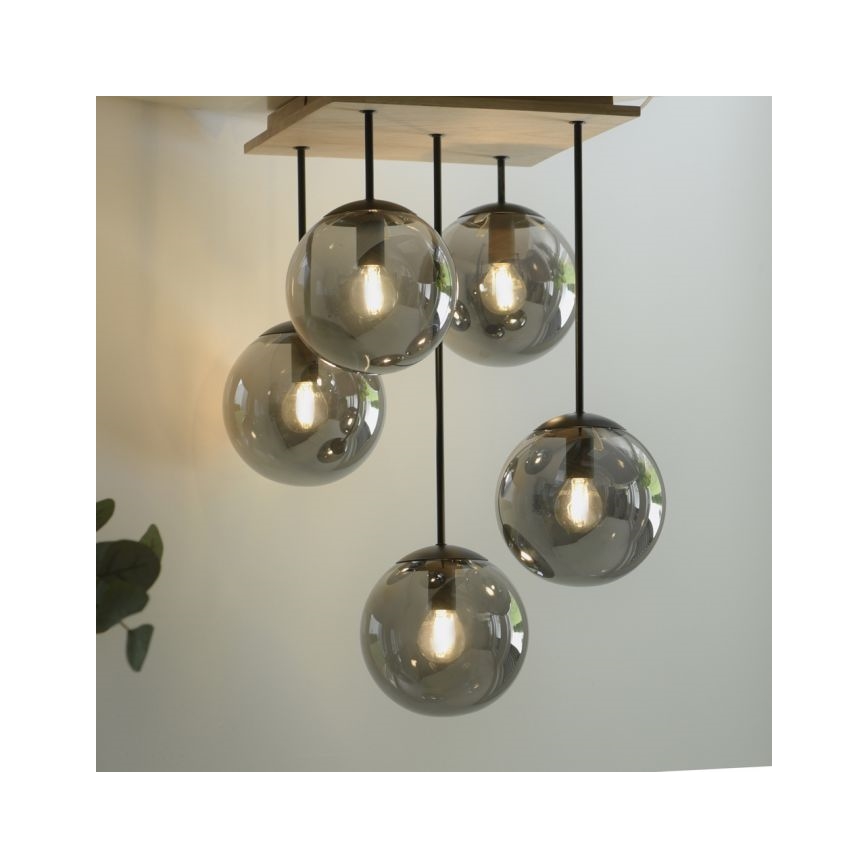 JUST LIGHT. 11395-79 - Candeeiro suspenso WIDOW 5xE14/25W/230V carvalho