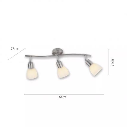 JUST LIGHT. 11953-55 - Spot KARO 3xE14/40W/230V cromado fosco