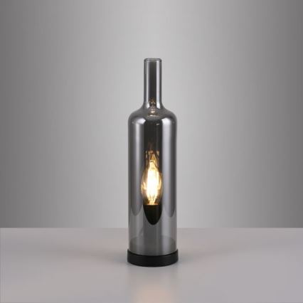 JUST LIGHT. 14006-25 - Candeeiro de mesa BOTTLE 1xE14/25W/230V preto/fumê
