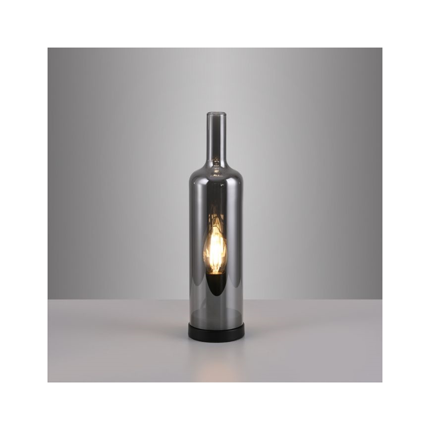 JUST LIGHT. 14006-25 - Candeeiro de mesa BOTTLE 1xE14/25W/230V preto/fumê