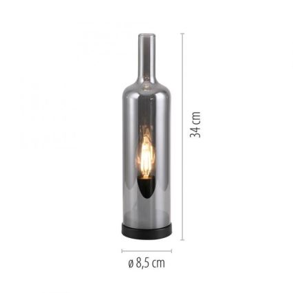 JUST LIGHT. 14006-25 - Candeeiro de mesa BOTTLE 1xE14/25W/230V preto/fumê