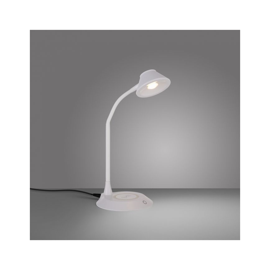 JUST LIGHT. 14414-16 - Candeeiro de mesa LED tátil, flexível e regulável com carregamento sem fios PUCKI LED/4,5W/230V branco