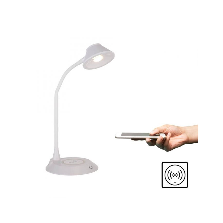 JUST LIGHT. 14414-16 - Candeeiro de mesa LED tátil, flexível e regulável com carregamento sem fios PUCKI LED/4,5W/230V branco