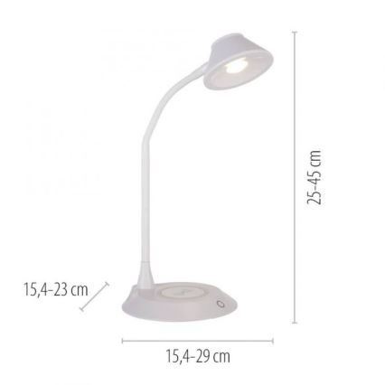 JUST LIGHT. 14414-16 - Candeeiro de mesa LED tátil, flexível e regulável com carregamento sem fios PUCKI LED/4,5W/230V branco