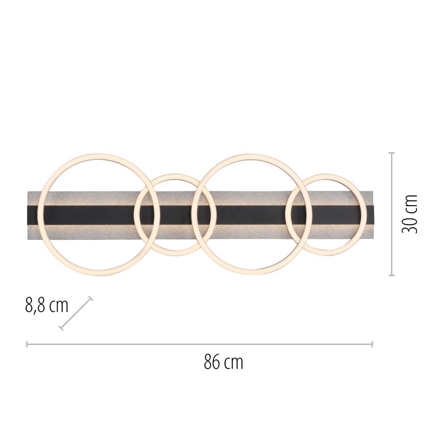 JUST LIGHT. 14426-21 - Candeeiro de tecto LED CICHIO LED/37W/230V + LED/9,5W 30x86 cm preto