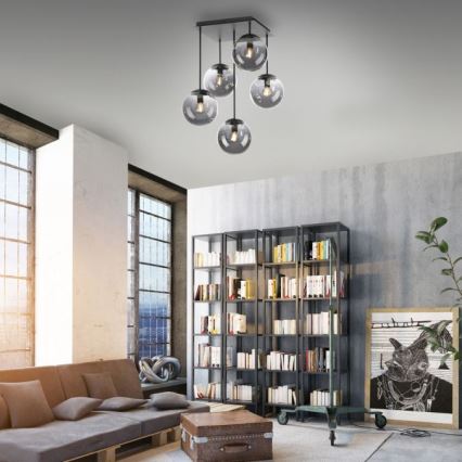 JUST LIGHT. 14602-18 - Candeeiro suspenso WIDOW 5xE14/25W/230V preto