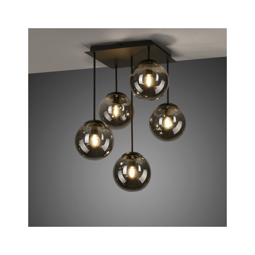 JUST LIGHT. 14602-18 - Candeeiro suspenso WIDOW 5xE14/25W/230V preto