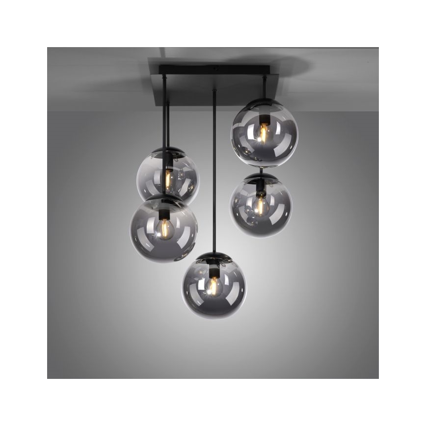 JUST LIGHT. 14602-18 - Candeeiro suspenso WIDOW 5xE14/25W/230V preto