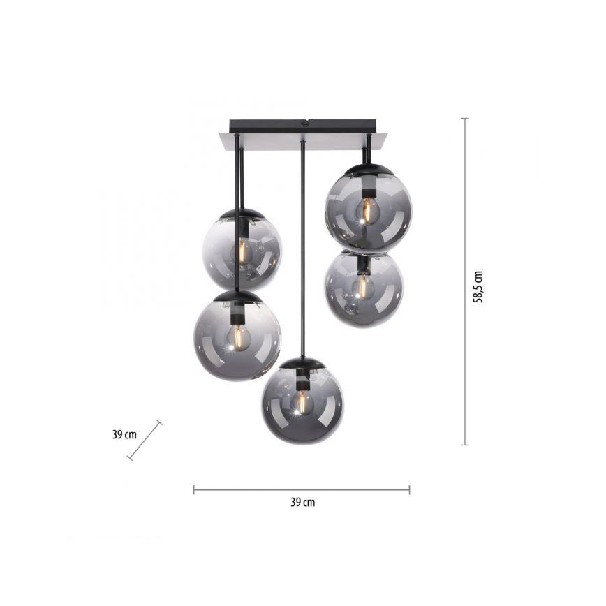 JUST LIGHT. 14602-18 - Candeeiro suspenso WIDOW 5xE14/25W/230V preto