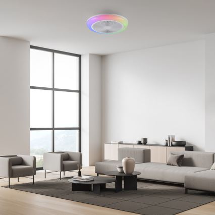 JUST LIGHT. 14623-16 - Ventilador de teto com luz LED RGBW regulável BRENDA LED/22W/230V 3000-6000K Ø 46 cm branco + controlo remoto