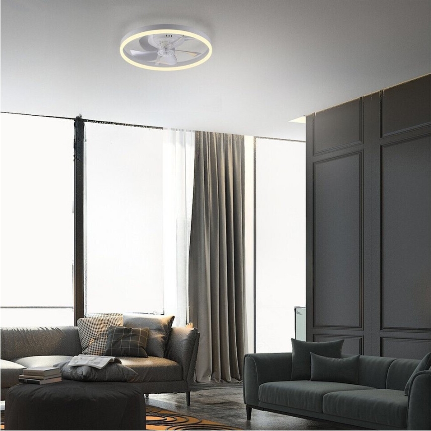 JUST LIGHT. 14624-16 - Ventilador de teto com luz LED dimerizável RITA LED/22W/230V 3000-6000K Ø 50 cm branco + comando remoto