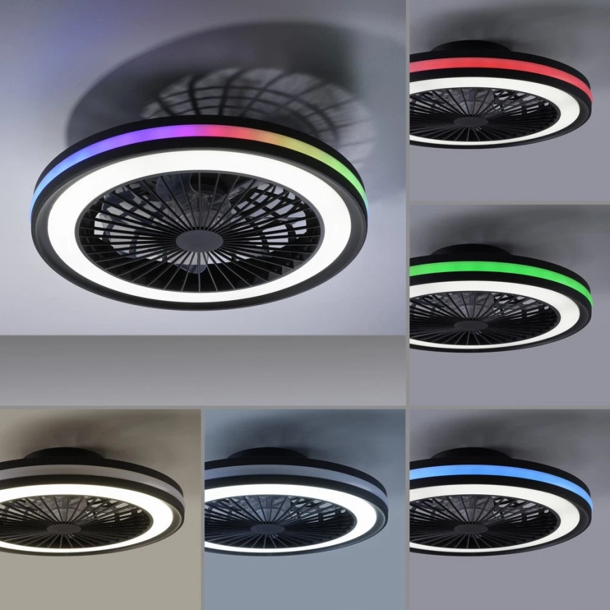 JUST LIGHT. 14649-18 - Ventilador de teto LED RGBW dimmerizável com luz BRANDON LED/36W/230V 2700-5000K diâmetro 46,5 cm preto + controlo remoto