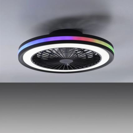 JUST LIGHT. 14649-18 - Ventilador de teto LED RGBW dimmerizável com luz BRANDON LED/36W/230V 2700-5000K diâmetro 46,5 cm preto + controlo remoto