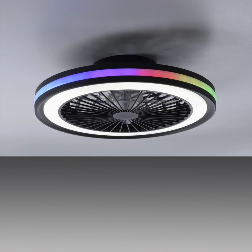 JUST LIGHT. 14649-18 - Ventilador de teto LED RGBW dimmerizável com luz BRANDON LED/36W/230V 2700-5000K diâmetro 46,5 cm preto + controlo remoto