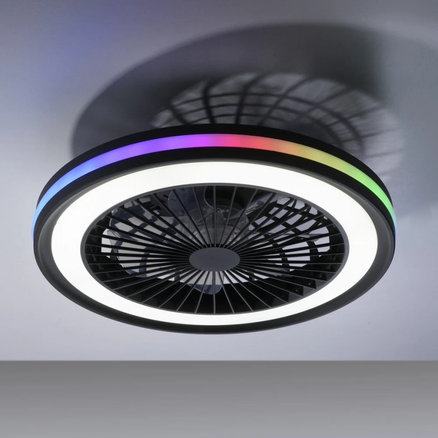 JUST LIGHT. 14649-18 - Ventilador de teto LED RGBW dimmerizável com luz BRANDON LED/36W/230V 2700-5000K diâmetro 46,5 cm preto + controlo remoto