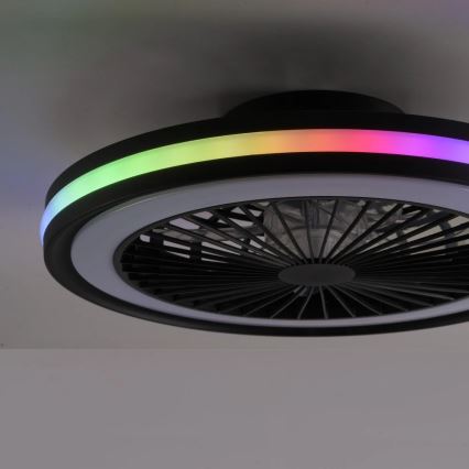 JUST LIGHT. 14649-18 - Ventilador de teto LED RGBW dimmerizável com luz BRANDON LED/36W/230V 2700-5000K diâmetro 46,5 cm preto + controlo remoto