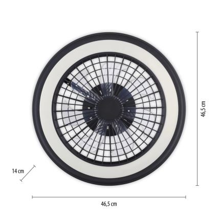 JUST LIGHT. 14649-18 - Ventilador de teto LED RGBW dimmerizável com luz BRANDON LED/36W/230V 2700-5000K diâmetro 46,5 cm preto + controlo remoto