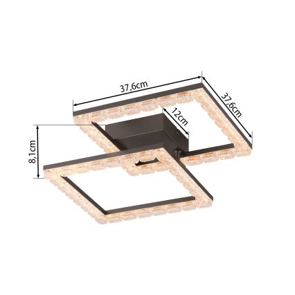 JUST LIGHT. 14732-18 - Candeeiro de tecto LED GLITRA LED/17,5W/230V 37,6x37,6 cm preto