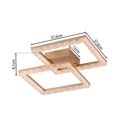 JUST LIGHT. 14732-60 - Candeeiro de tecto LED GLITRA LED/17,5W/230V 37,6x37,6 cm dourado