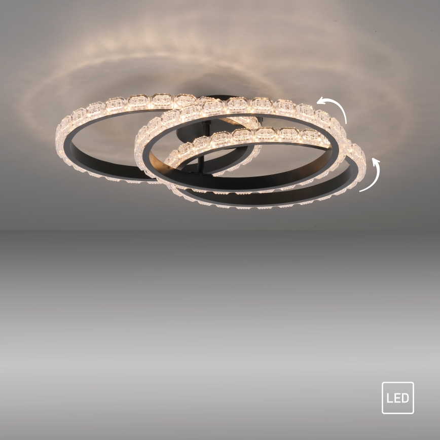 JUST LIGHT. 14734-18 - Candeeiro de tecto LED GLITRA LED/37W/230V Ø 50 cm preto