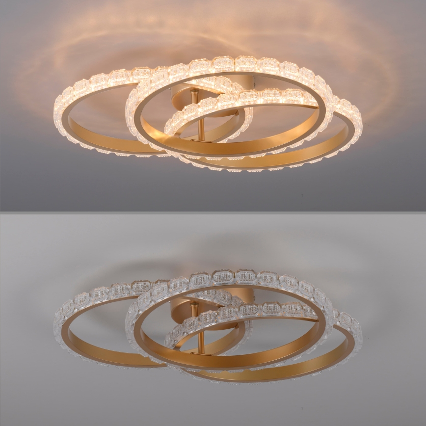 JUST LIGHT. 14734-60 - Candeeiro de tecto GLITRA LED/37W/230V Ø 50 cm dourado