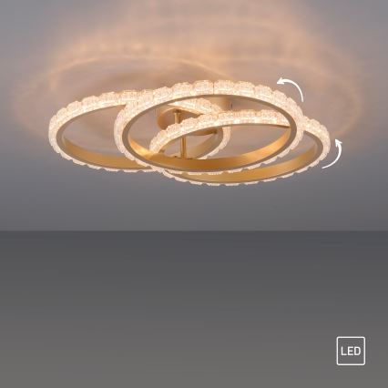 JUST LIGHT. 14734-60 - Candeeiro de tecto GLITRA LED/37W/230V Ø 50 cm dourado