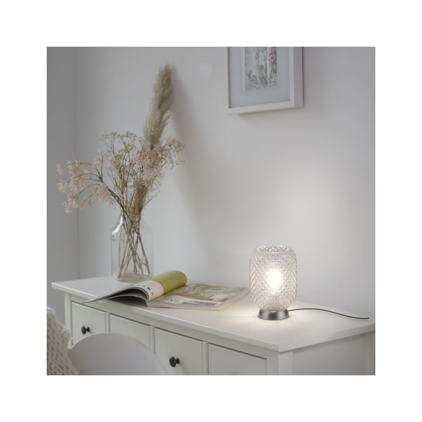 JUST LIGHT. 14906-55 - Candeeiro de mesa REISHI 1xE27/40W/230V cromado mate