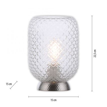 JUST LIGHT. 14906-55 - Candeeiro de mesa REISHI 1xE27/40W/230V cromado mate