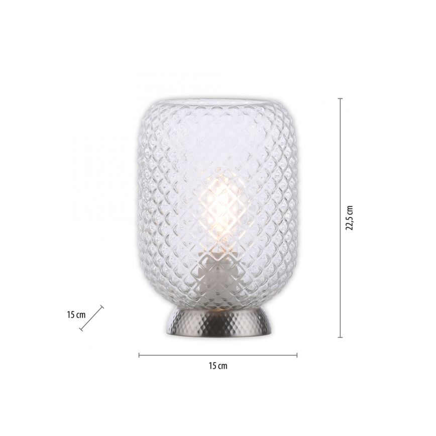 JUST LIGHT. 14906-55 - Candeeiro de mesa REISHI 1xE27/40W/230V cromado mate