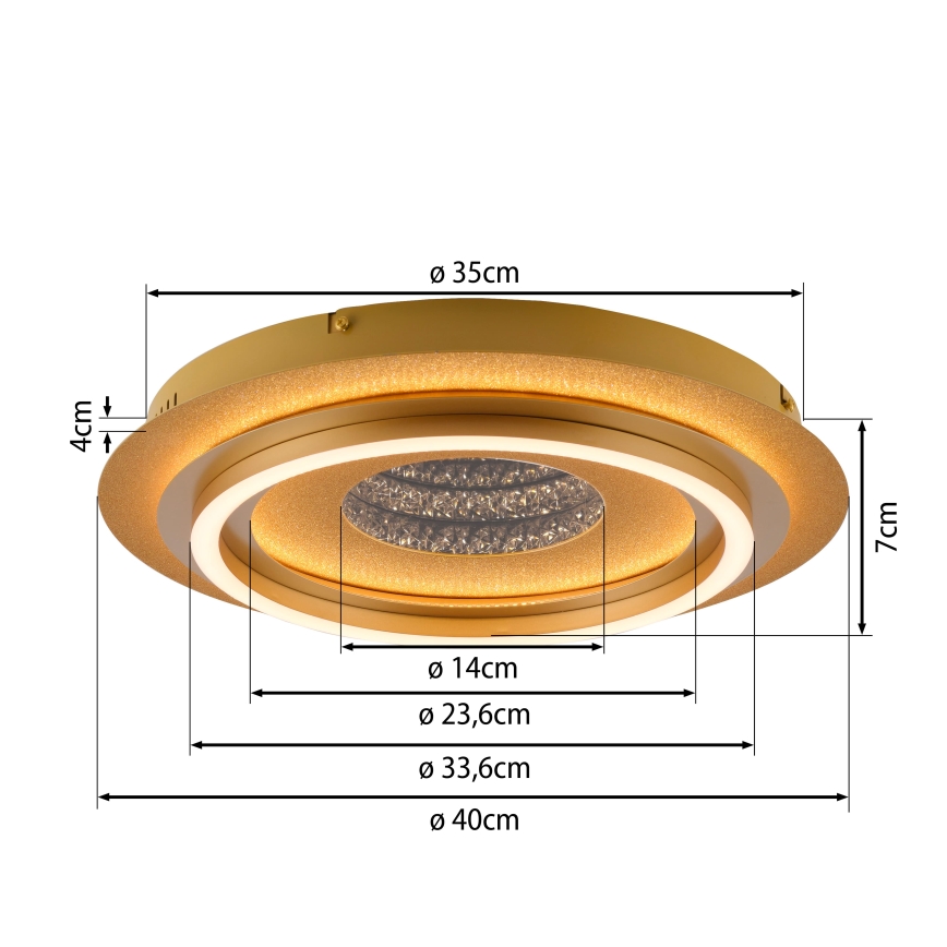 JUST LIGHT. 15089-60 - Candeeiro de tecto LED CICHIO LED/36W/230V diâm. 40 cm dourado
