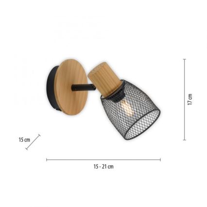 JUST LIGHT. 15191-79 - Foco de parede TAMIS 1xE14/10W/230V pinho