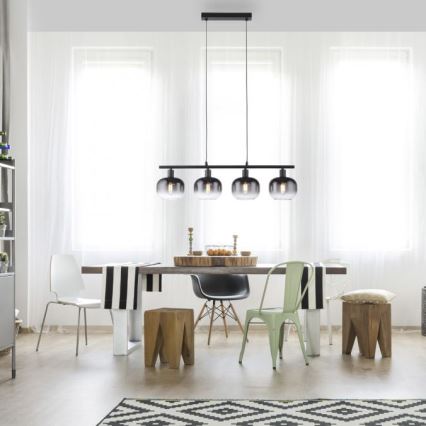 JUST LIGHT. 15421-18 - Candeeiro suspenso ZEA 4xE14/25W/230V preto