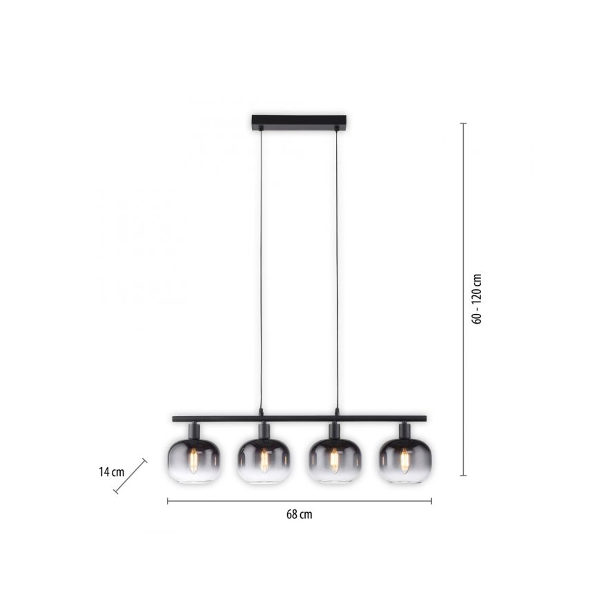 JUST LIGHT. 15421-18 - Candeeiro suspenso ZEA 4xE14/25W/230V preto