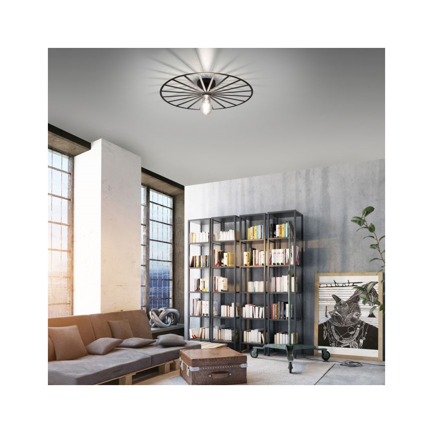 JUST LIGHT. 15636-18 - Iluminação de teto SPIKE 1xE27/40W/230V diâmetro 50 cm preto